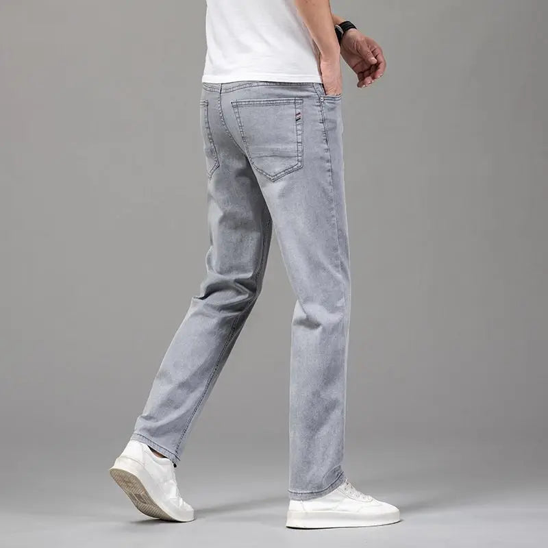 Straight Stretch Cotton Denim Jeans