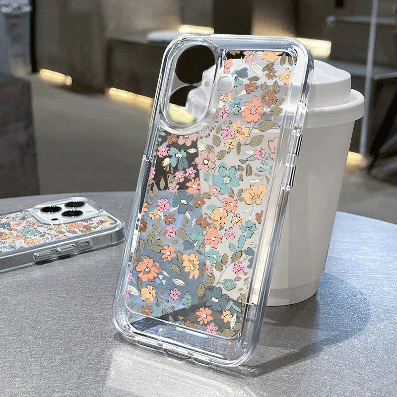 Flowers Printing Clear Phone Case For iPhone 16E 16 15 14 Pro Max 16 Plus 13 Pro Transparent Shockproof TPU Silicone Cover