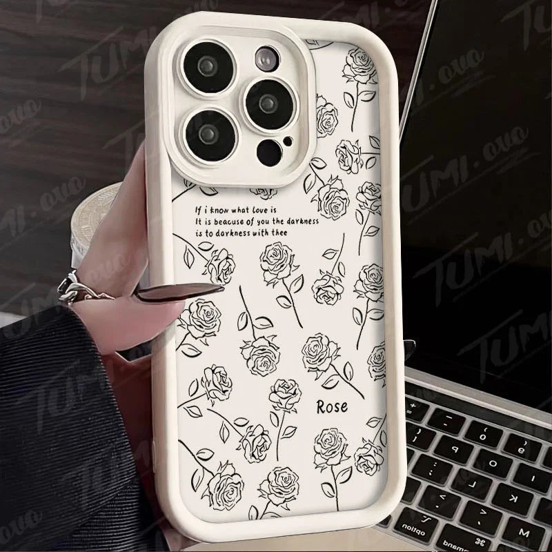 Rose Flower Bowknot Silicone Phone Case for Xiaomi Redmi Note 13 12 Pro Plus 12S 12C 13C Matte Back Cover