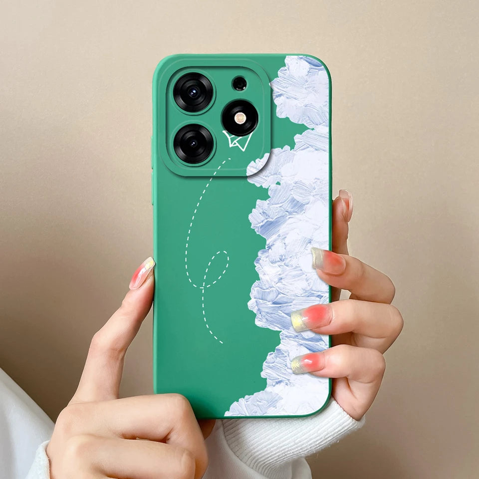 Case For Tecno Spark 10 Pro Pink Cloud Butterfly Liquid Shockproof Fashion Silicone Phone Cover For tecno spark 10 pro Funda