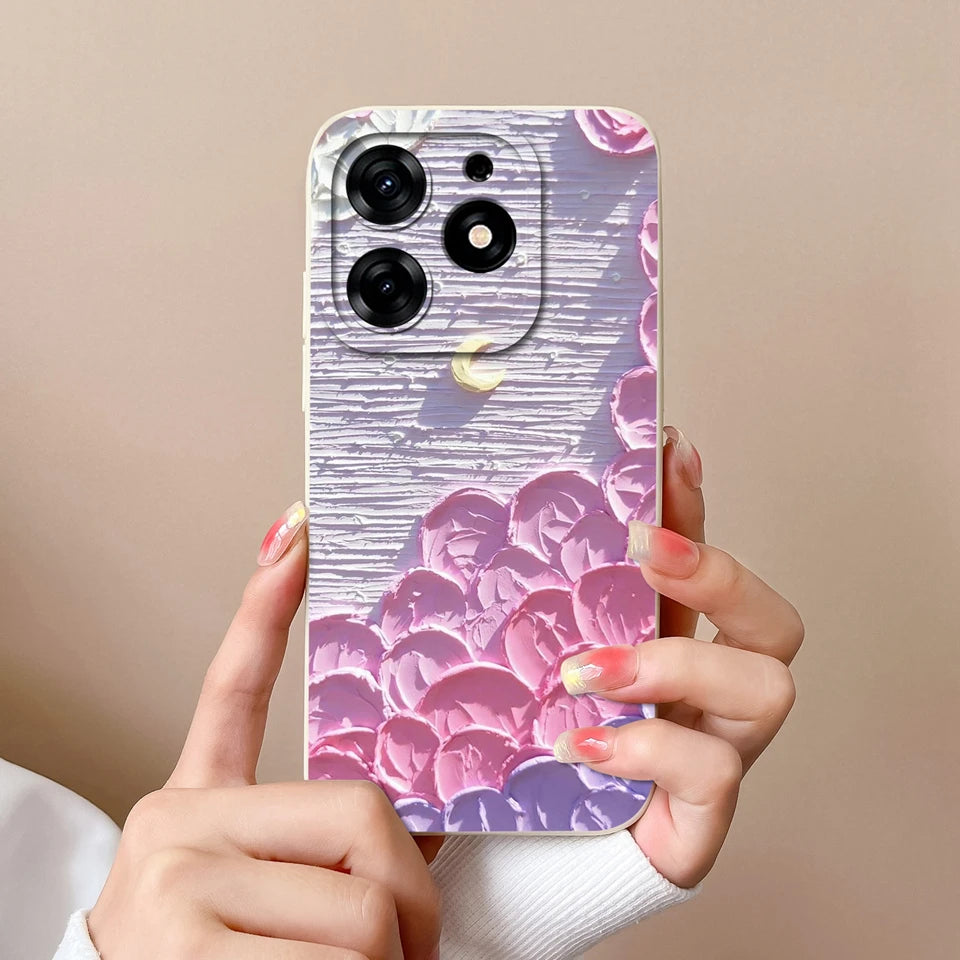 Case For Tecno Spark 10 Pro Pink Cloud Butterfly Liquid Shockproof Fashion Silicone Phone Cover For tecno spark 10 pro Funda