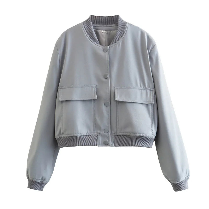 Button Cropped Bomber