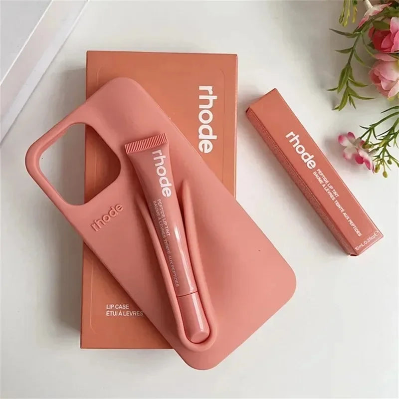 New RHODE Phone Case For iPhone 13 14 15 16 Pro Max Plus 17 Air Lip Gloss Soft Silicone Case With Lip Glaze Lipstick Box
