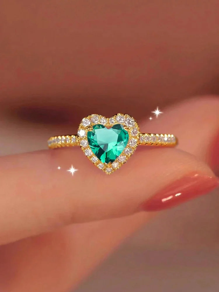 925 Sterling Silver Zircon Love Heart Ring