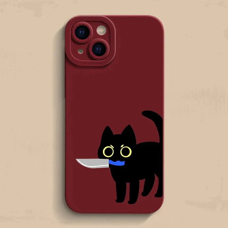 Creative funny Cat Phone Case For iPhone 14 13 15 Pro Max Case Funda iphone Bumper Cover