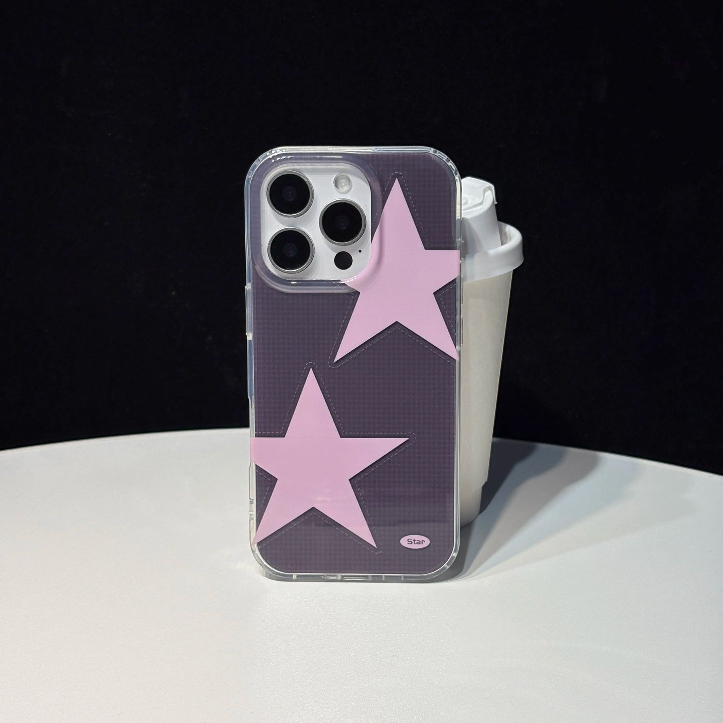 Fashion Y2K Style Blue Pink Big Five-Pointed Star Plaid Glossy Phone Case Suitable for iPhone 17 17 Pro 16 15 14 13 Pro Max