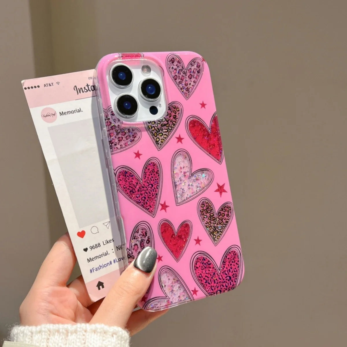 Rose Red Girl Sparkling Pink Love Suitable For iPhone 15 Case 16 14 13 Pro Max Protective Cover