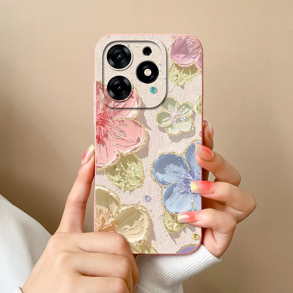 Case For Tecno Spark 10 Pro Pink Cloud Butterfly Liquid Shockproof Fashion Silicone Phone Cover For tecno spark 10 pro Funda