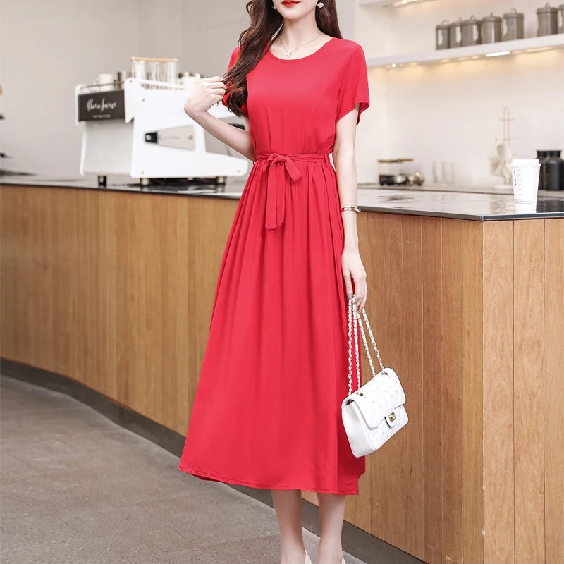 Solid Midi Dress
