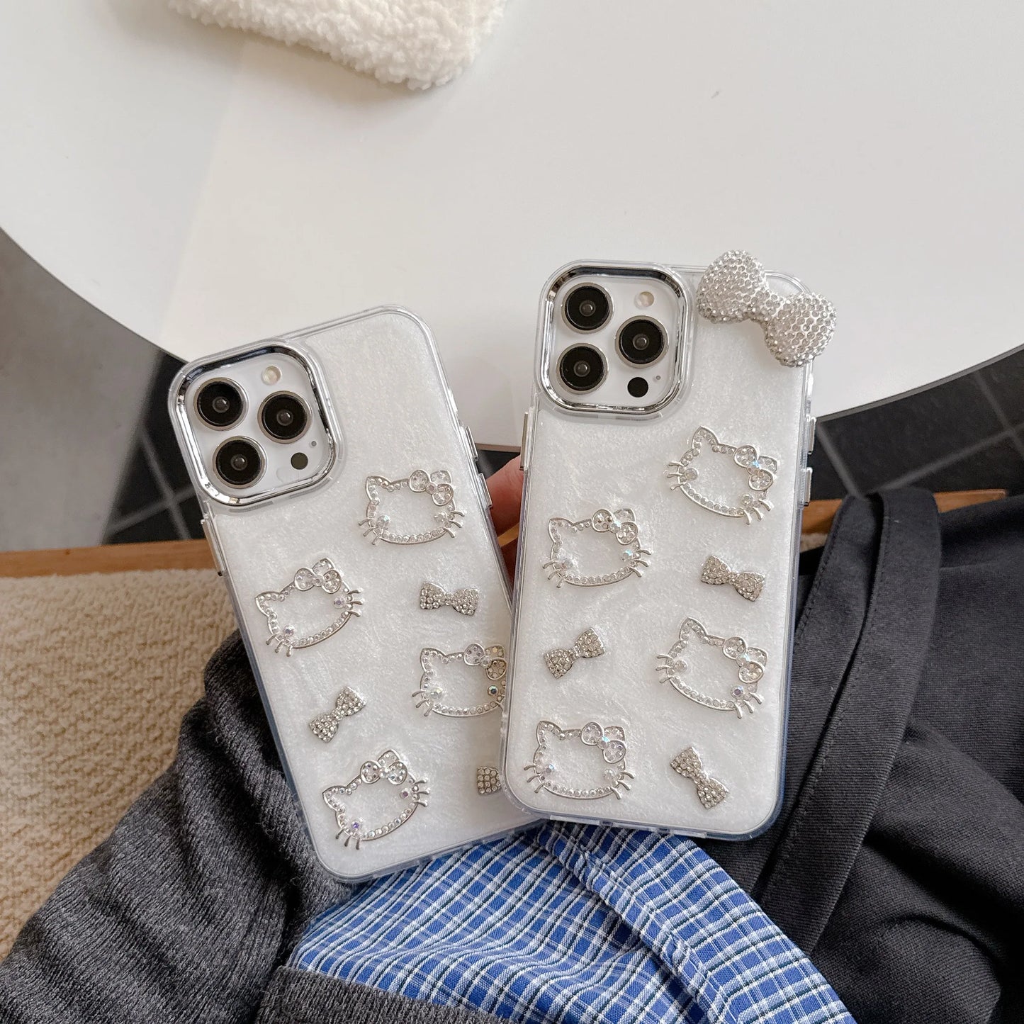 Hello Kitty Pink Diamond Bow Cute Stand Phone Case For iPhone 16 15 14 12 13 11 Pro Max XR XS MAX 7 8 PLUS MINI Y2K