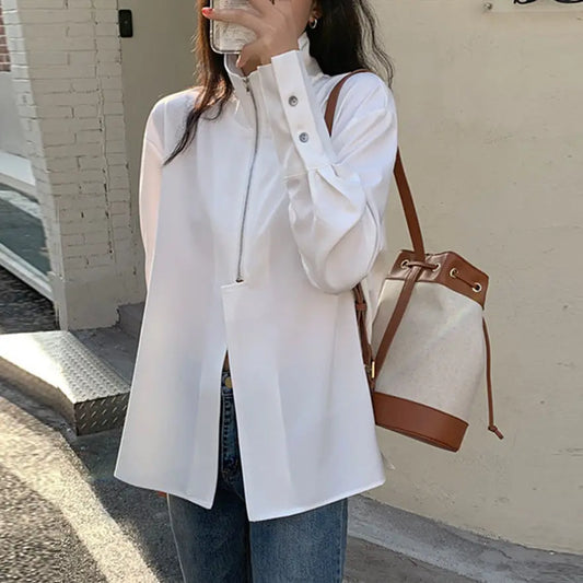 Zipper Stand Blouse