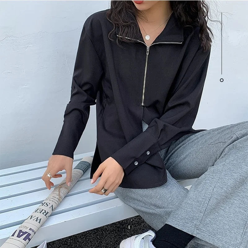 Zipper Stand Blouse