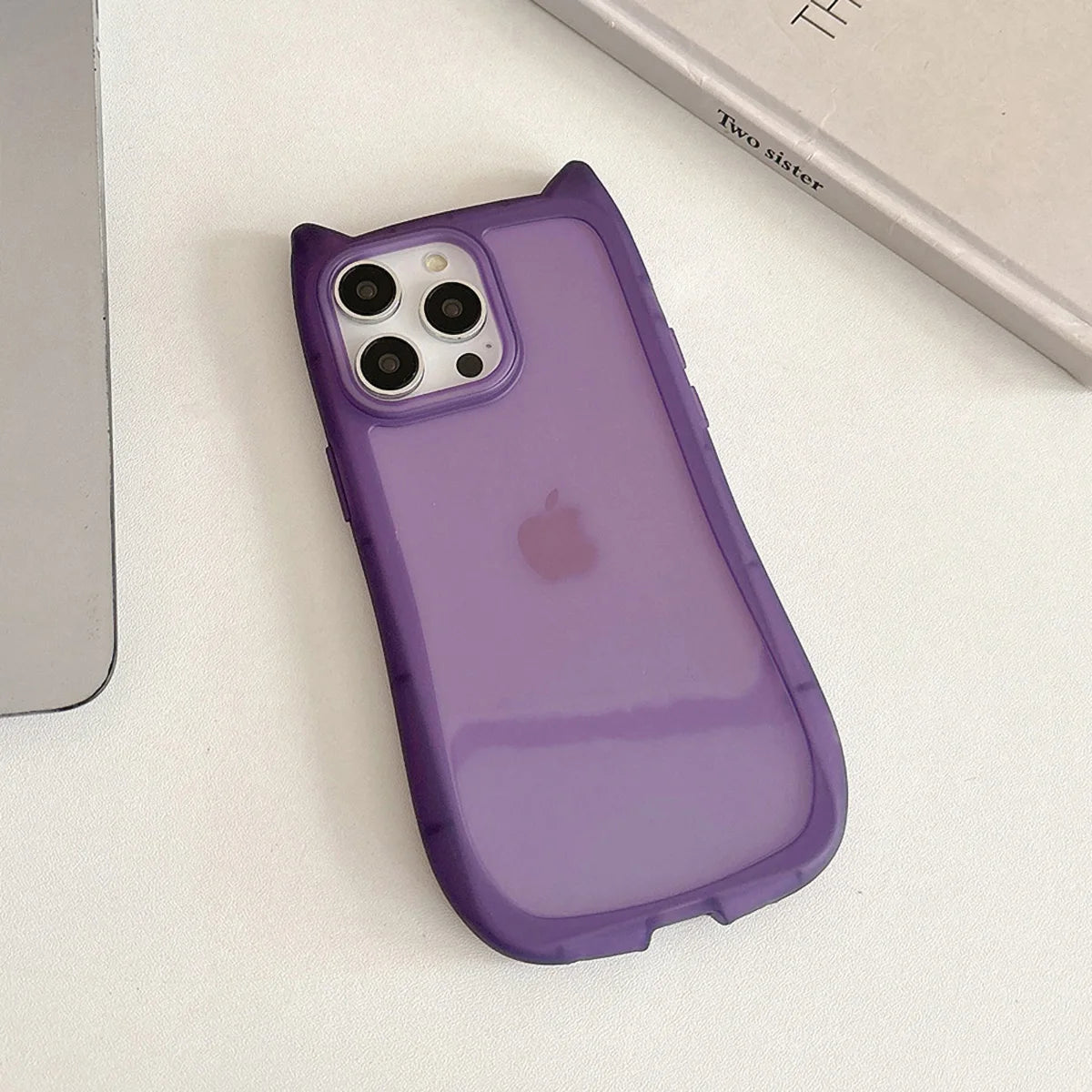 Cute Cat Ear Transparent Phone Case For iPhone 11 15 16 Pro Max 13 14 Plus 12 16promax  Shockproof Silicone Matte Funda Cover