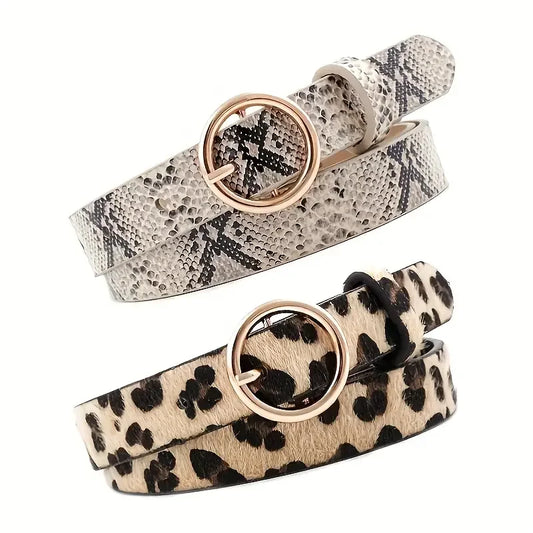 Leopard and Snake Print Belt