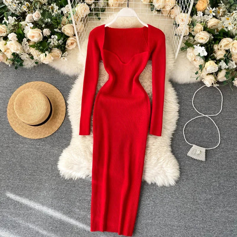 Ribbed Knitted Bodycon Dress