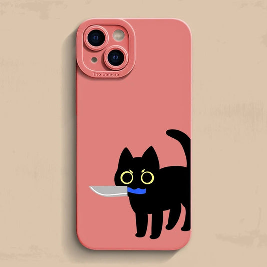 Creative funny Cat Phone Case For iPhone 14 13 15 Pro Max Case Funda iphone Bumper Cover