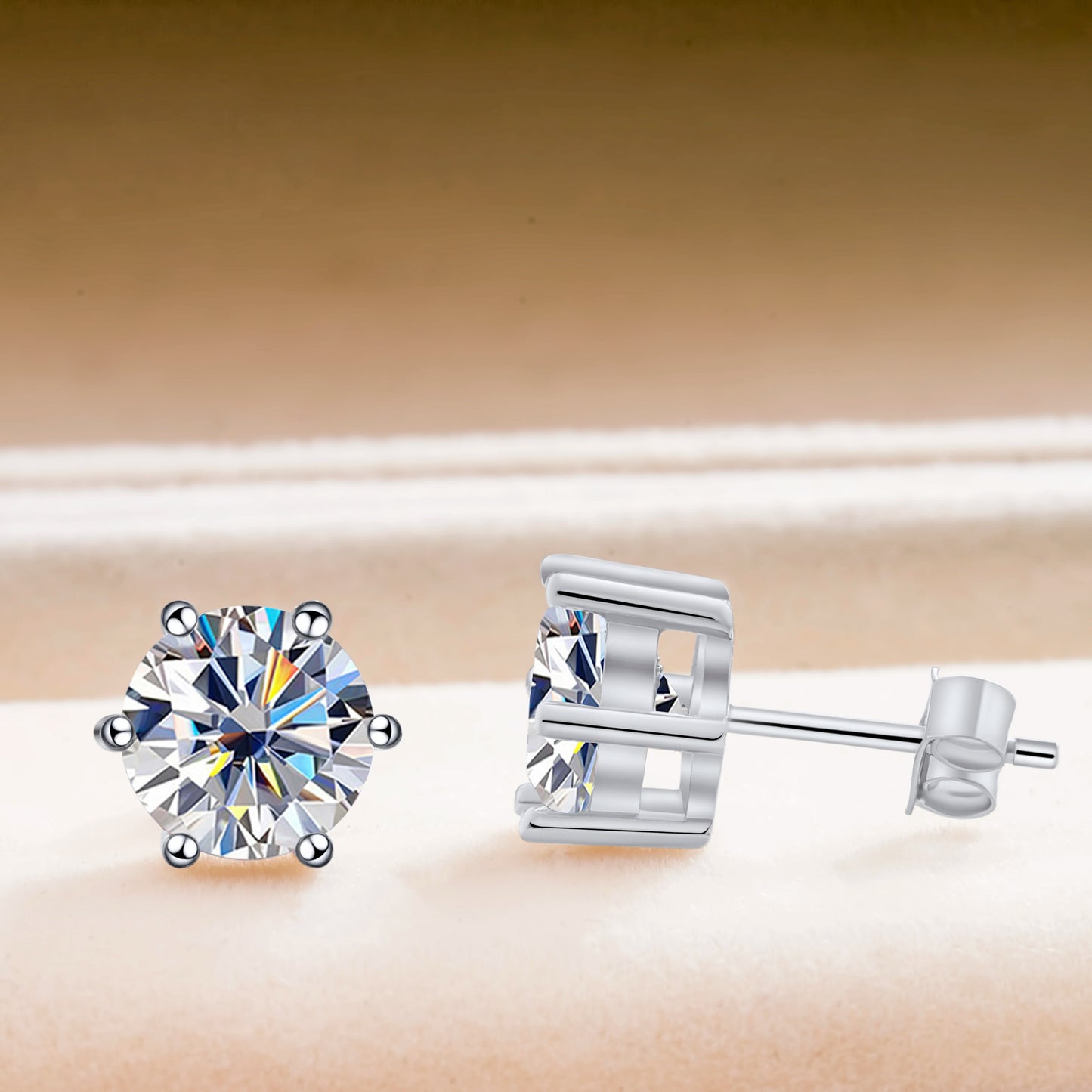 Brilliant Round Cut Lab Moissanite Dia Stud Earrings 925 Sterling Silver Plated