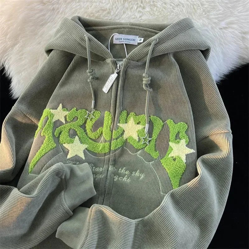 Embroidery Zip Hoodie