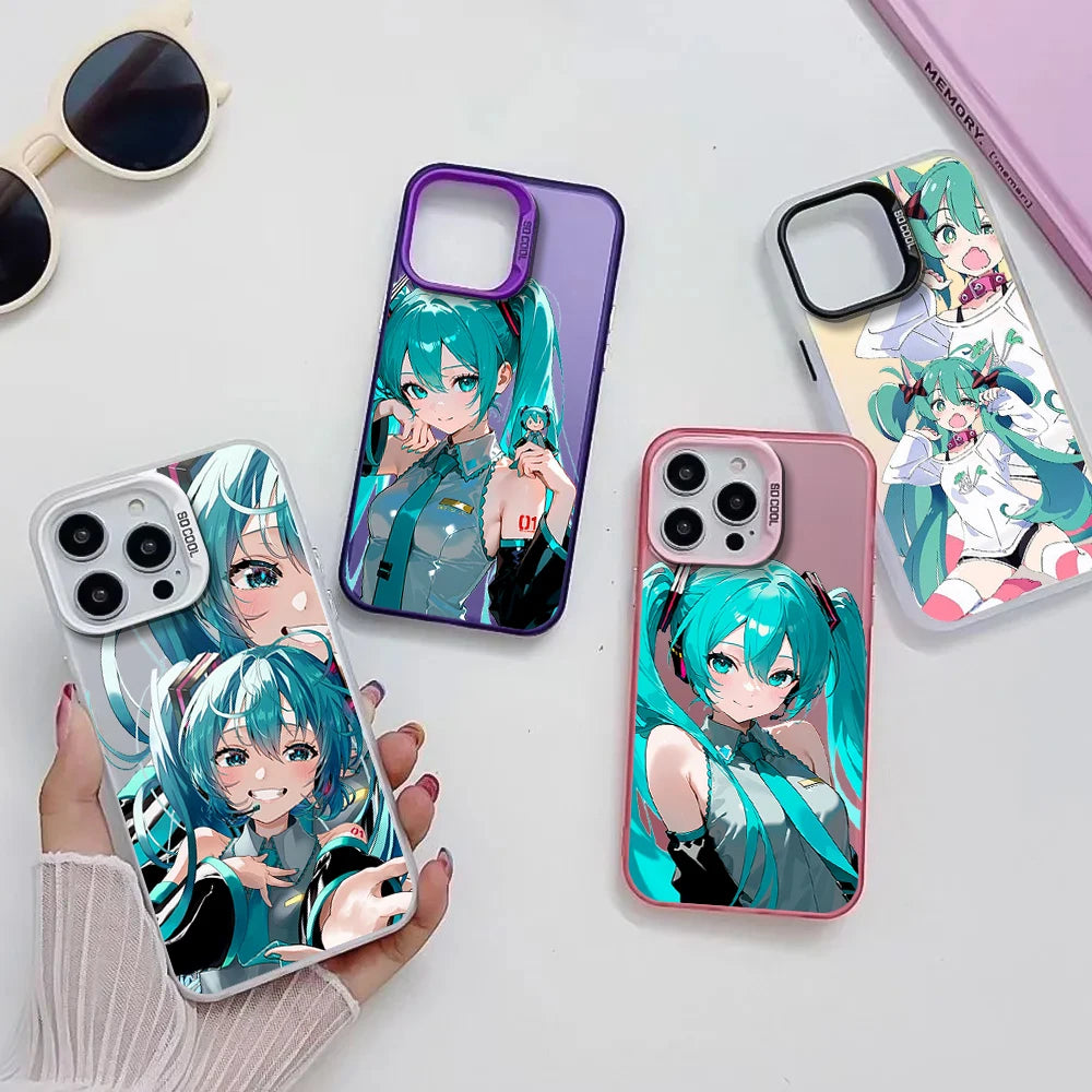 Kawaii Hatsune Miku Phone Case For iPhone 16 13 14 15 Pro Max Plus Anime Cute Creative Protective Cover