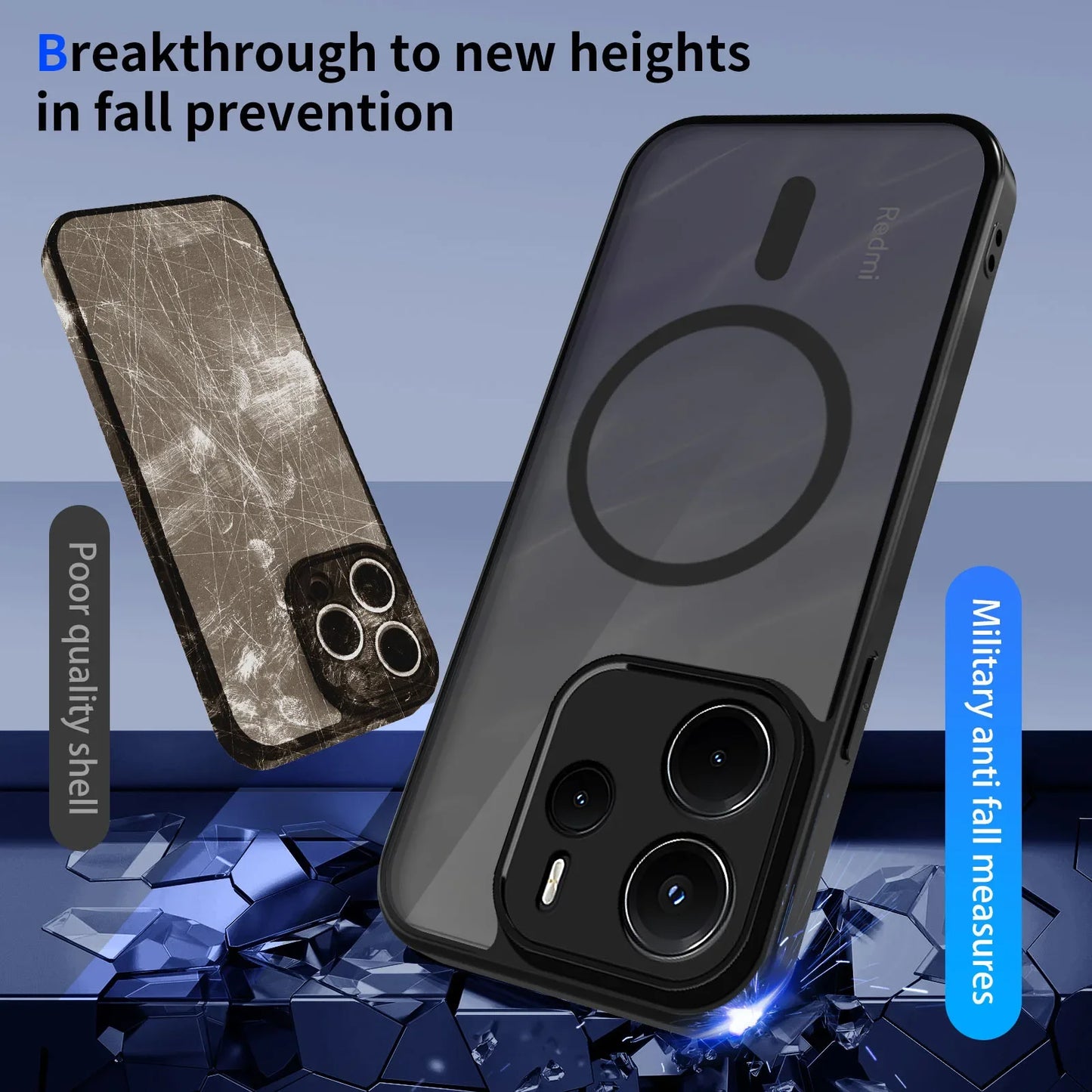 Case for Xiaomi Redmi Note 14 13 4G 5G Matte Transparent Magsafe Magnetic Shockproof Coque for Redmi Note 13 Pro Plus 5G 4G Case