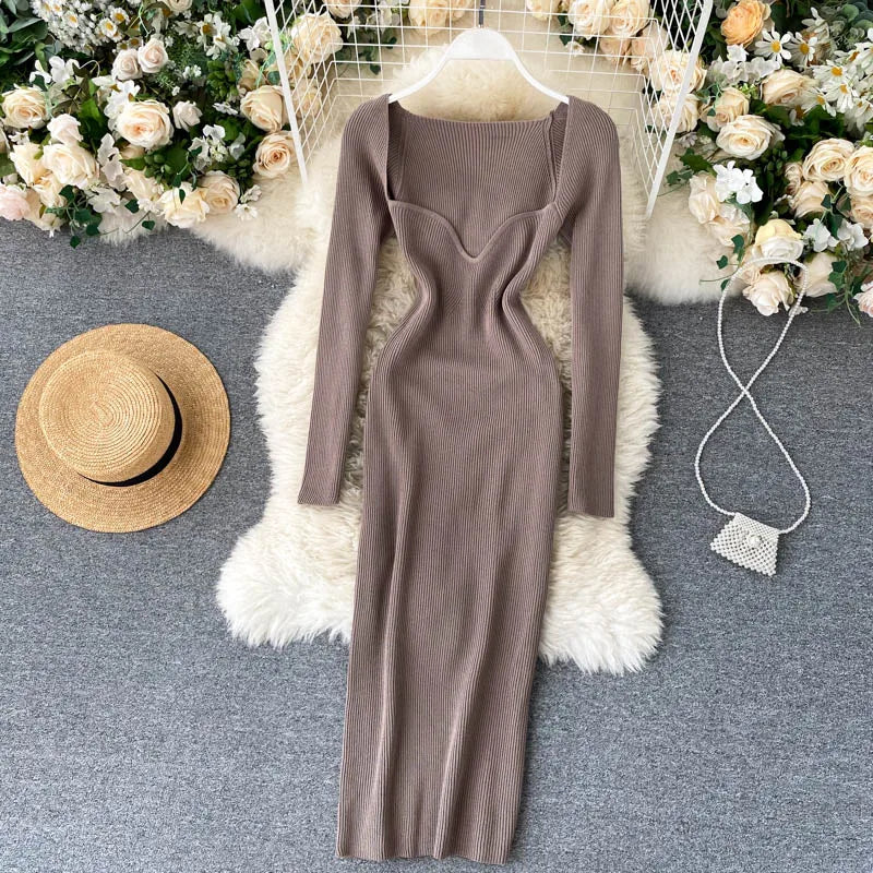 Ribbed Knitted Bodycon Dress