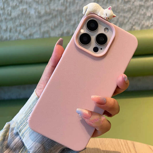 Cute And Adorable 3D Sleeping Cat And Dog Phone Case  for iPhone 11 12 13 14 15 16 17 Pro Max + Plus Unique Anti-Fall Back Cover
