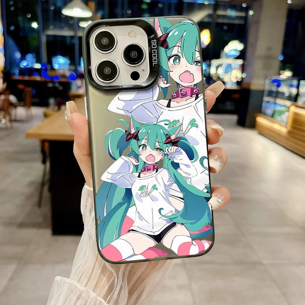 Kawaii Hatsune Miku Phone Case For iPhone 16 13 14 15 Pro Max Plus Anime Cute Creative Protective Cover