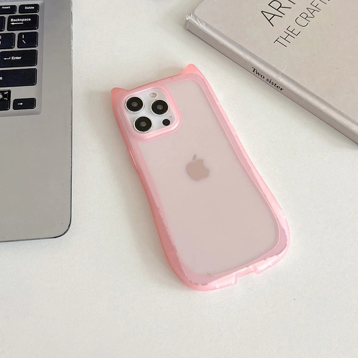 Cute Cat Ear Transparent Phone Case For iPhone 11 15 16 Pro Max 13 14 Plus 12 16promax  Shockproof Silicone Matte Funda Cover