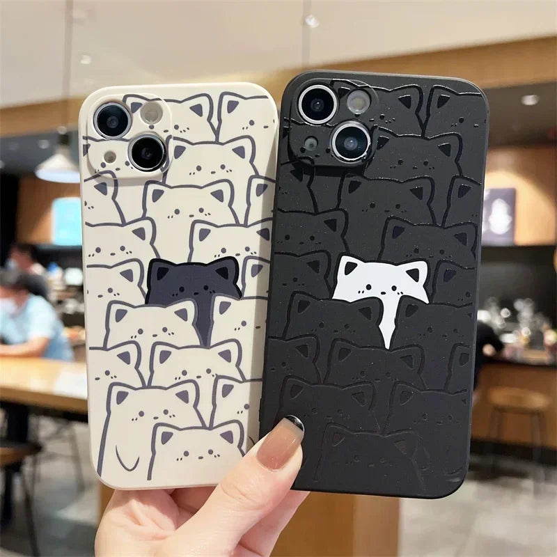 Cute Cartoon Bear Couple Phone Case For iPhone 16 15 13 12 14 11 Pro MAX Mini XR X XS 8 Plus SE Shockproof Soft Cover Fundas Bag