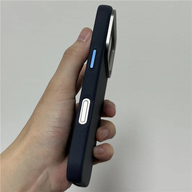 Luxury Tech Woven PU Leather Magsafe Case for iPhone 17Pro 16 15Pro 17Pro Max Solid Color Wireless Charging Protective Cover
