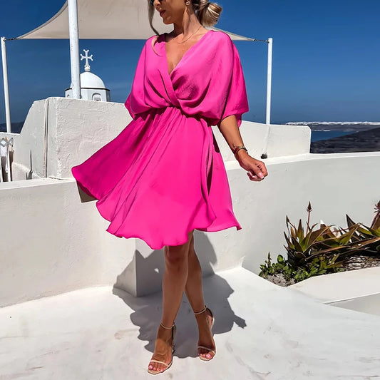 V Neck Mini Dress
