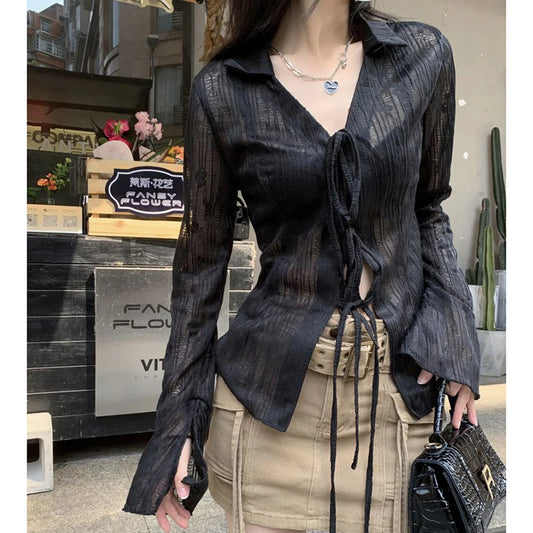 Lace Up Blouse