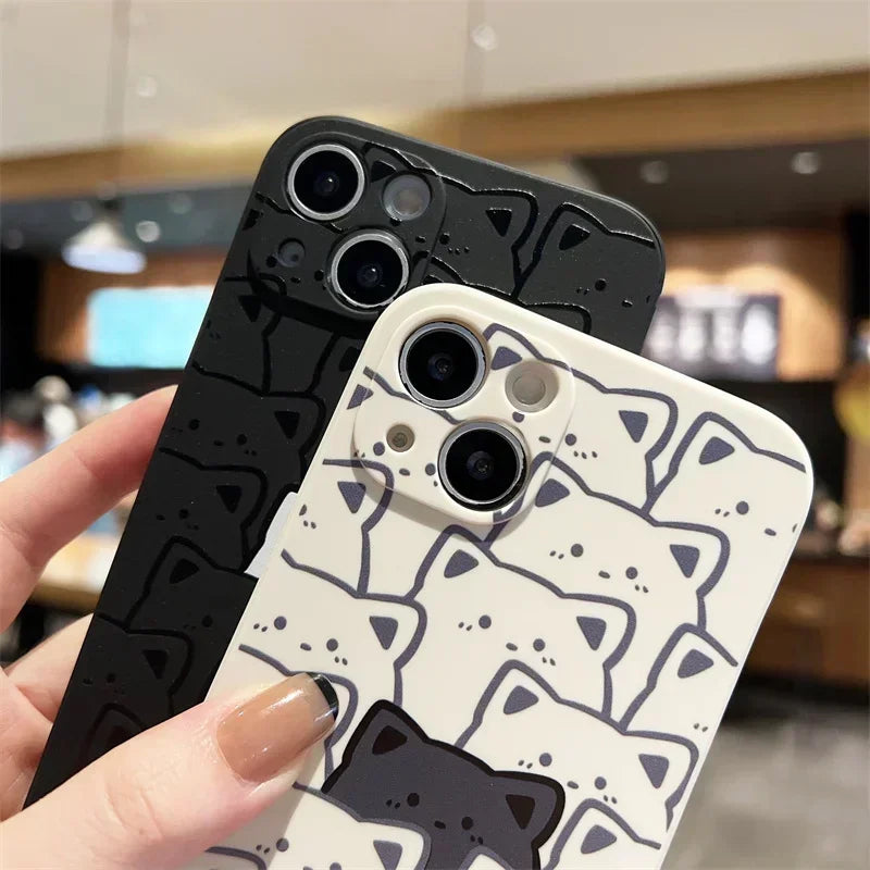 Cute Cartoon Bear Couple Phone Case For iPhone 16 15 13 12 14 11 Pro MAX Mini XR X XS 8 Plus SE Shockproof Soft Cover Fundas Bag