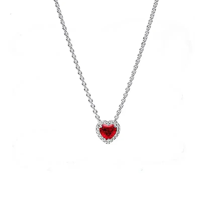 Colorful Heart Shaped Pendants Necklace Original 925 Sterling Silver