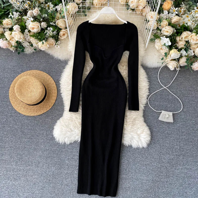 Ribbed Knitted Bodycon Dress
