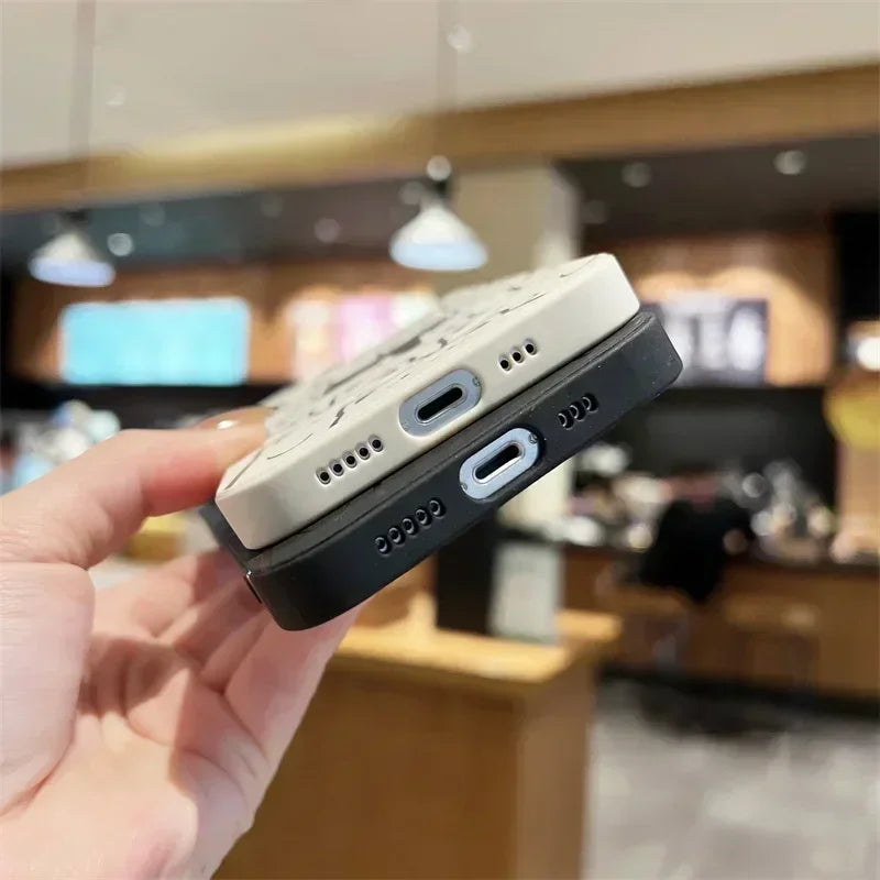 Cute Cartoon Bear Couple Phone Case For iPhone 16 15 13 12 14 11 Pro MAX Mini XR X XS 8 Plus SE Shockproof Soft Cover Fundas Bag
