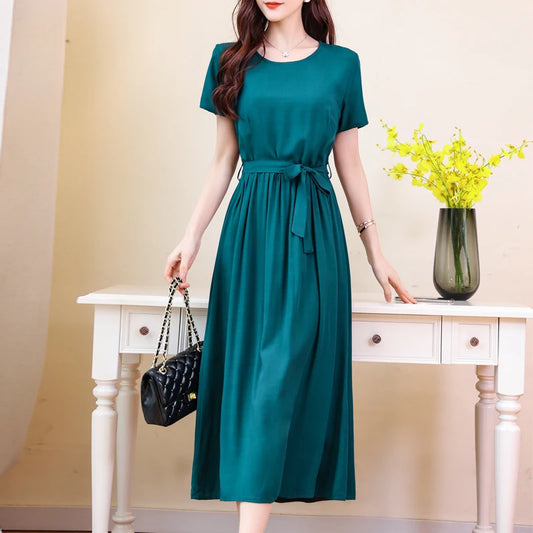 Solid Midi Dress