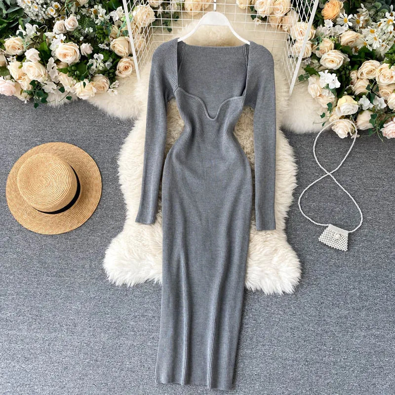 Ribbed Knitted Bodycon Dress