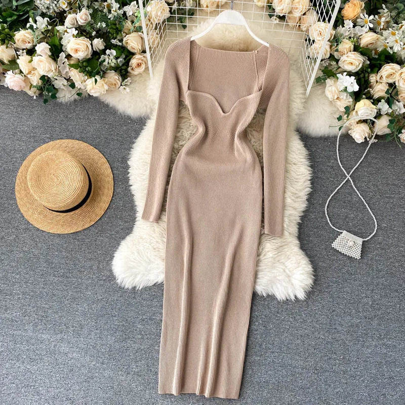 Ribbed Knitted Bodycon Dress