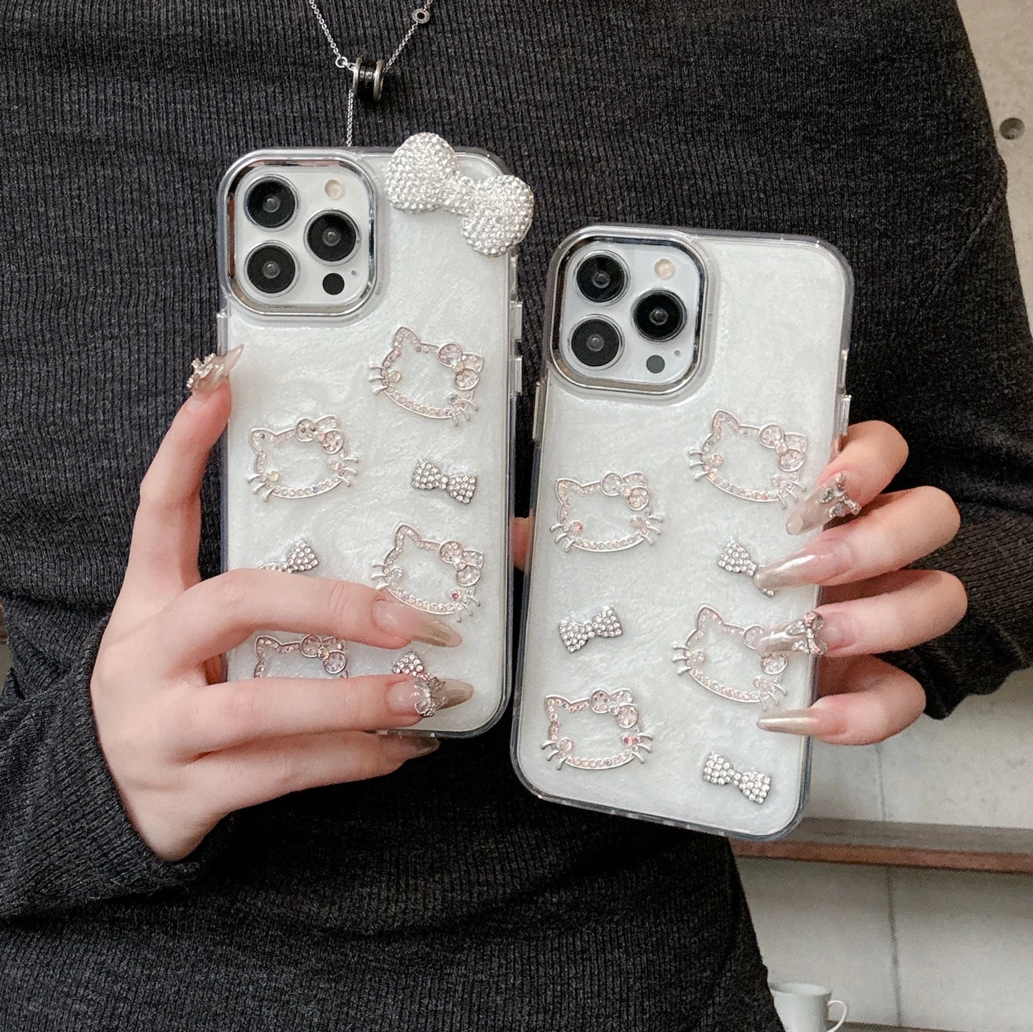 Hello Kitty Pink Diamond Bow Cute Stand Phone Case For iPhone 16 15 14 12 13 11 Pro Max XR XS MAX 7 8 PLUS MINI Y2K