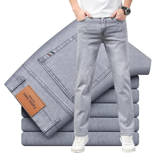 Straight Stretch Cotton Denim Jeans