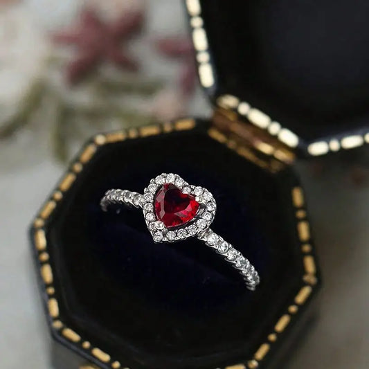 925 Sterling Silver Zircon Love Heart Ring