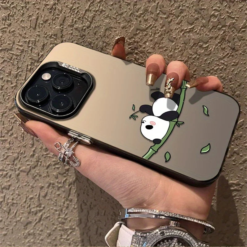 Cute Cartoon Panda Women Girl Frosted Mobile Phone Case Shockproof Anti-Slip Suitable for iPhone 16 11 15 14 13 12 Pro Max Plus