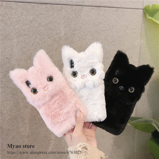 3D Cat Case For Motorola Moto G15 G35 G55 G75 G85 G84 G73 G53 G54 G34 G24 G14 G23 G13 G22 G52 G32 G62 G82 G42 G72 Cute Fur Cover