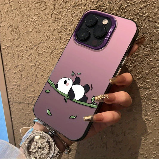Cute Cartoon Panda Women Girl Frosted Mobile Phone Case Shockproof Anti-Slip Suitable for iPhone 16 11 15 14 13 12 Pro Max Plus