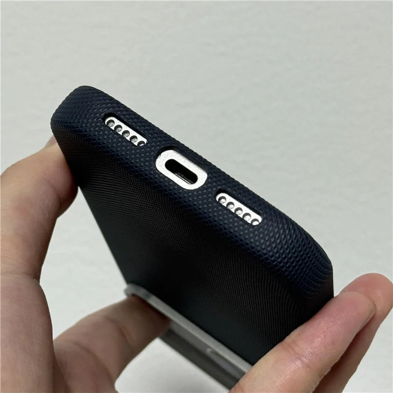 Luxury Tech Woven PU Leather Magsafe Case for iPhone 17Pro 16 15Pro 17Pro Max Solid Color Wireless Charging Protective Cover