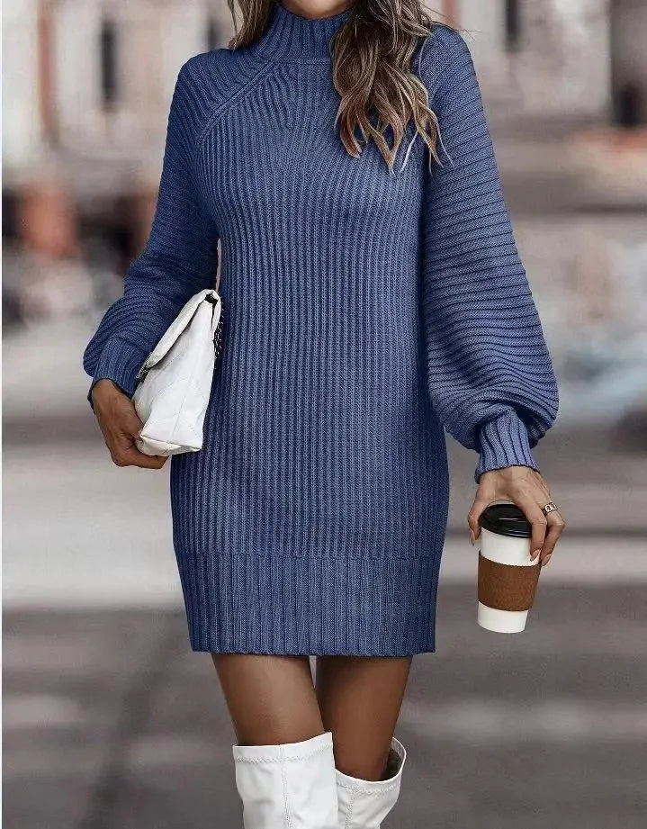 High Neck Sweater Dress