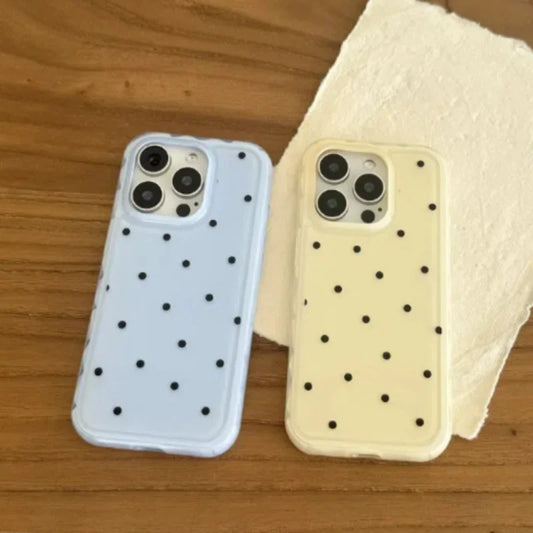 Cute Simple Solid Color Polka Dot Phone Case For iPhone 13 14 15 Pro Max Shockproof Anti-fall  Protective Cover