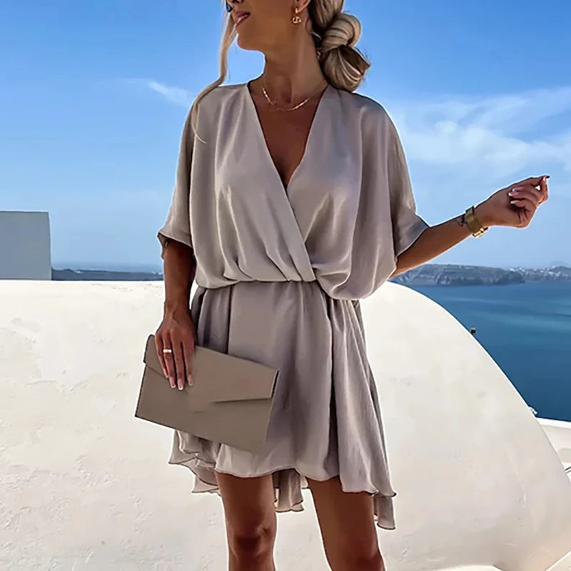 V Neck Mini Dress