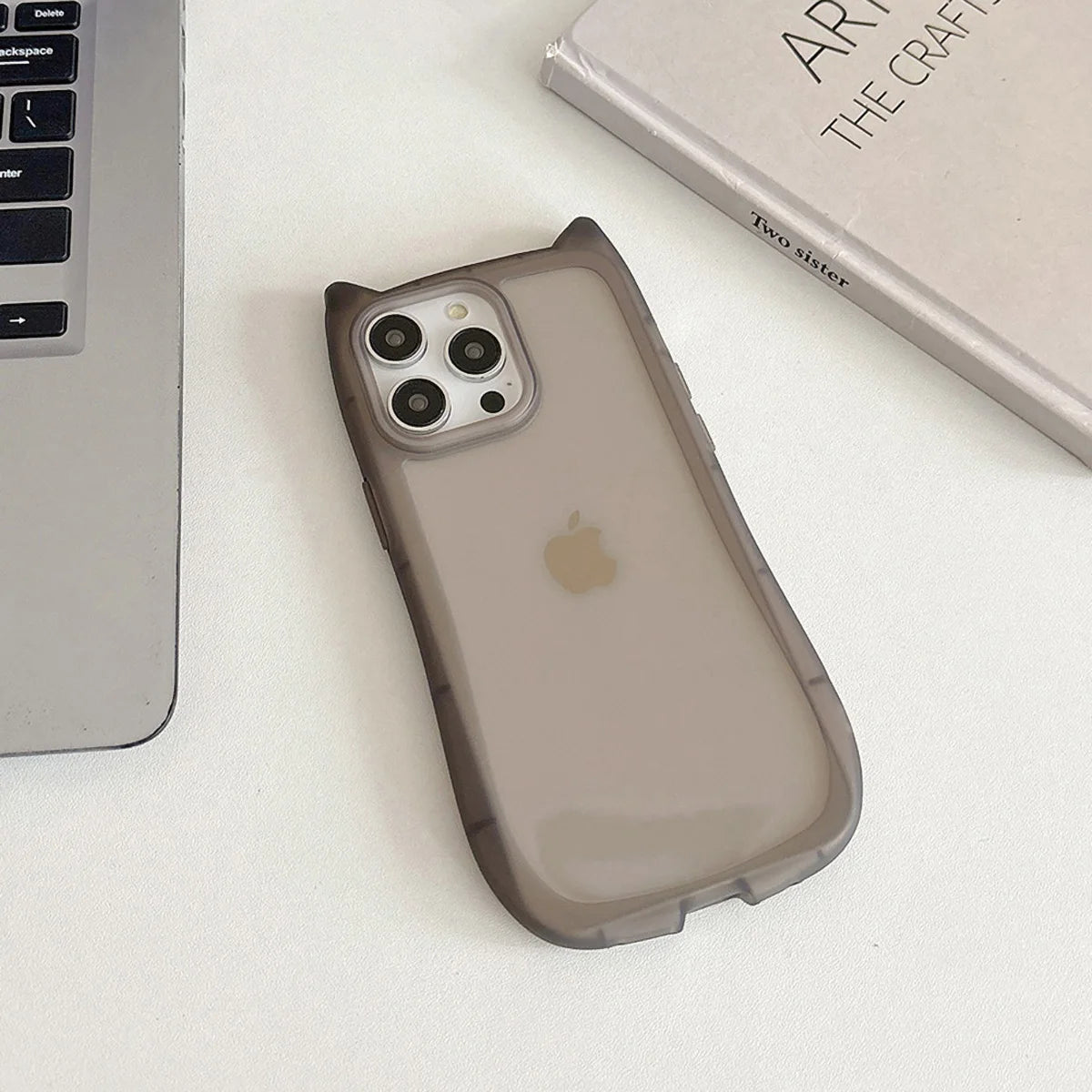Cute Cat Ear Transparent Phone Case For iPhone 11 15 16 Pro Max 13 14 Plus 12 16promax  Shockproof Silicone Matte Funda Cover